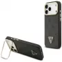 Guess 4G PU Triangle Logo & Stand Camera Magsafe Case voor iPhone 17 Pro Max zwart