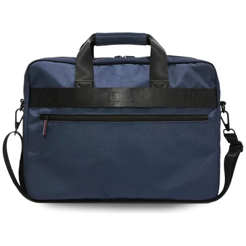 BMW Nylon Laptop Messenger Bag with Metal Logo, marineblauw, 16 inch