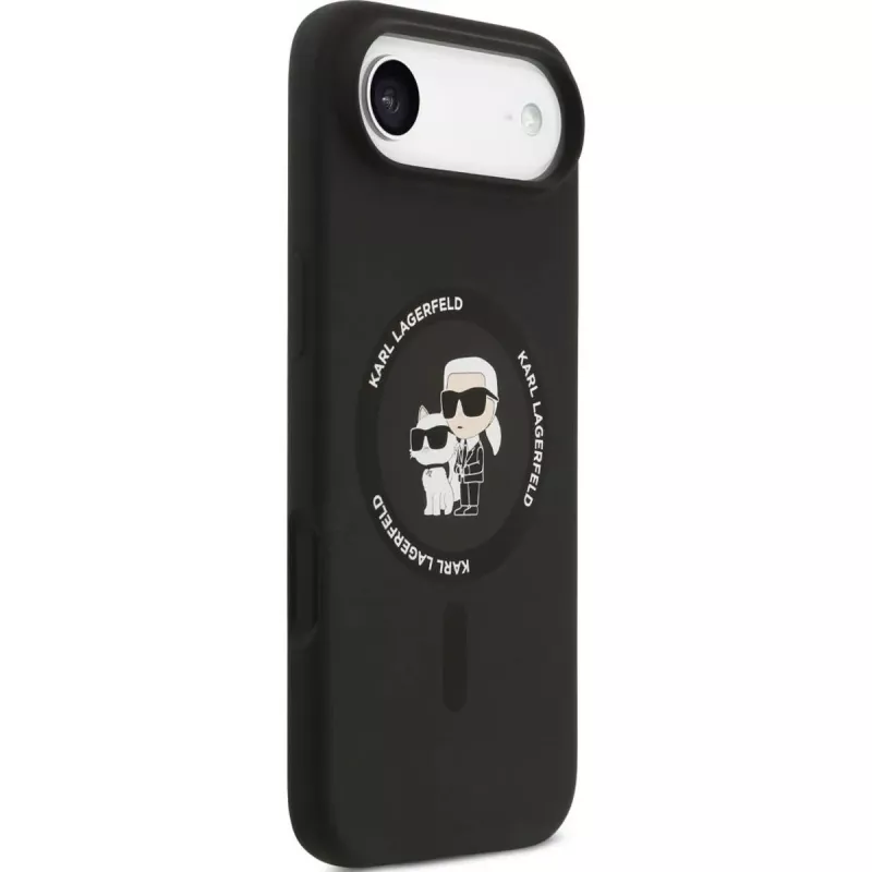 KARL LAGERFELD siliconen Karl & Choupette Ring MagSafe case voor Apple iPhone Air - zwart