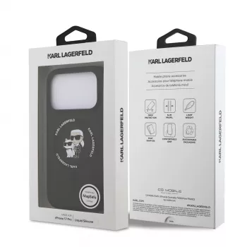 KARL LAGERFELD Silicone Karl & Choupette Ring MagSafe case voor Apple iPhone 17 Pro zwart