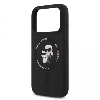 KARL LAGERFELD Silicone Karl & Choupette Ring MagSafe case voor Apple iPhone 17 Pro zwart