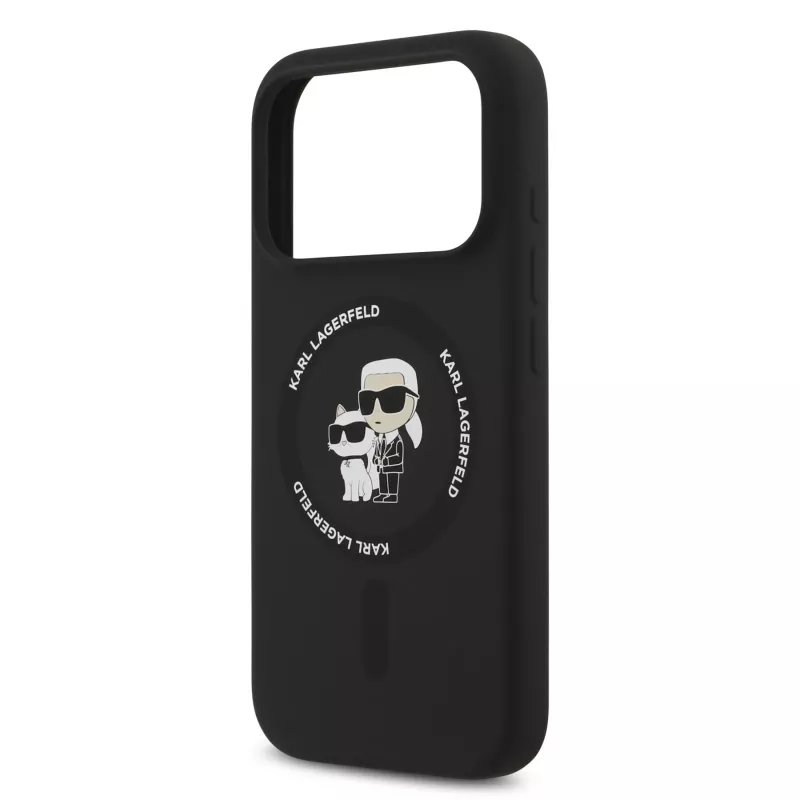 KARL LAGERFELD Silicone Karl & Choupette Ring MagSafe case voor Apple iPhone 17 Pro zwart
