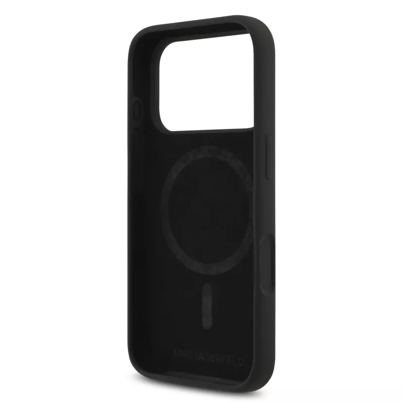 KARL LAGERFELD Silicone Karl & Choupette Ring MagSafe case voor Apple iPhone 17 Pro zwart