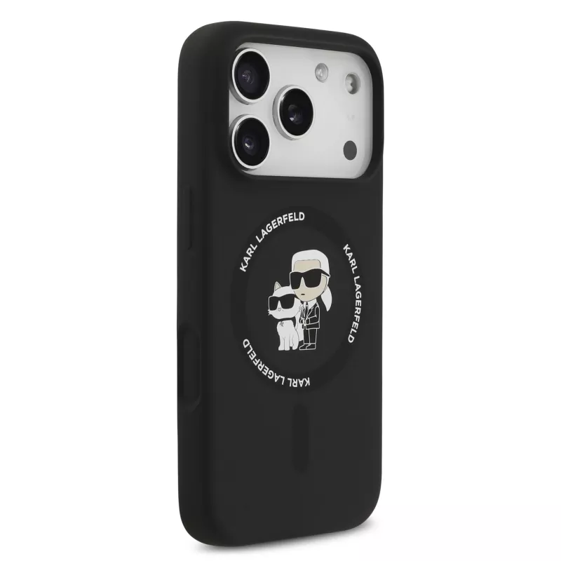 KARL LAGERFELD Silicone Karl & Choupette Ring MagSafe case voor Apple iPhone 17 Pro zwart