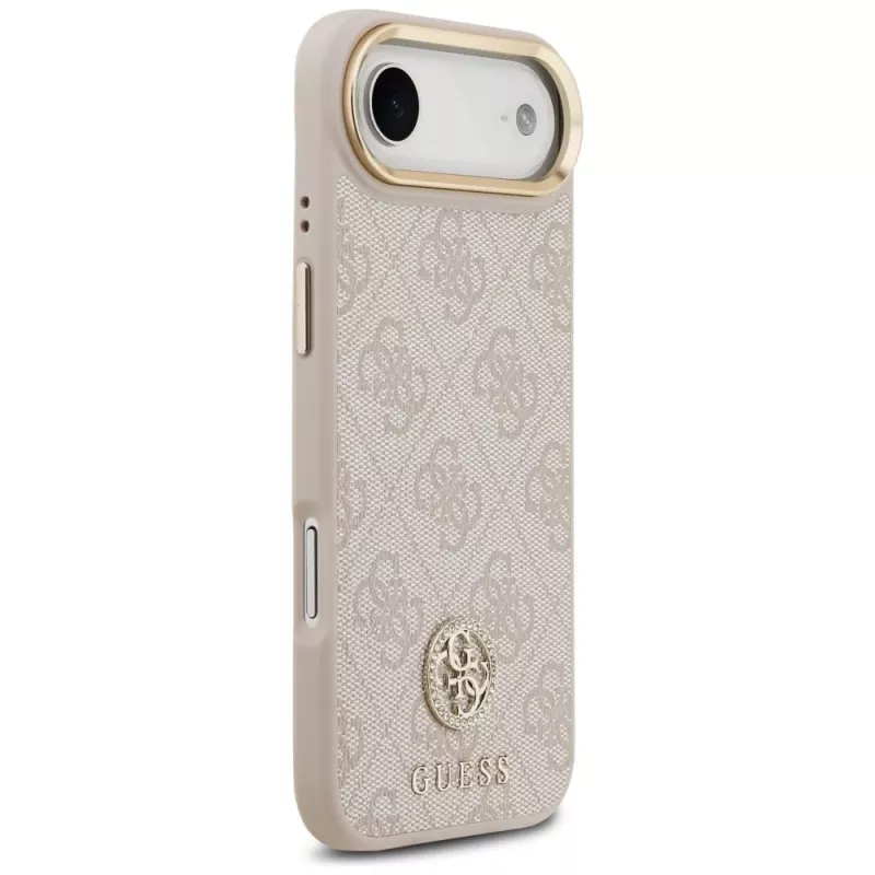Guess 4G Strass Logo & Big Strap Metal Buttons MagSafe case voor iPhone Air - roze