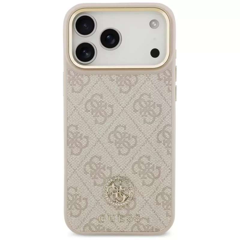 Guess 4G Strass Logo & Big Strap Metal Buttons MagSafe case voor Apple iPhone 17 Pro Max roze