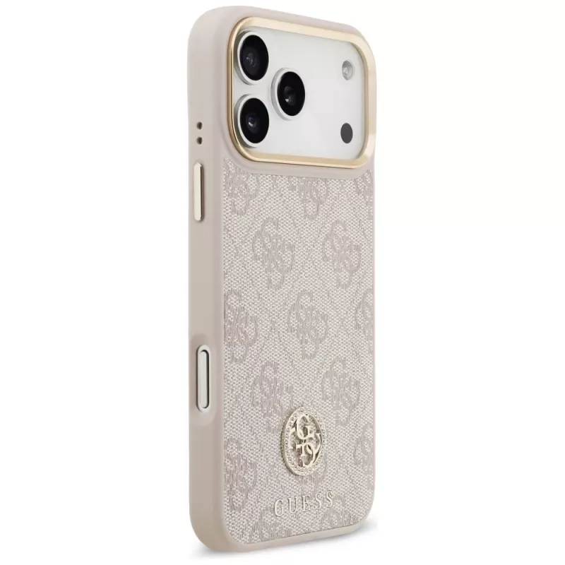Guess 4G Strass Logo & Big Strap Metal Buttons MagSafe case voor Apple iPhone 17 Pro Max roze