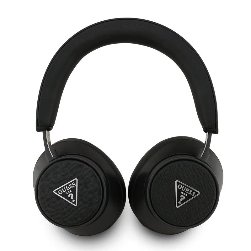 Guess Bluetooth over-ear hoofdtelefoon ENC Saffiano Triangle Logo zwart