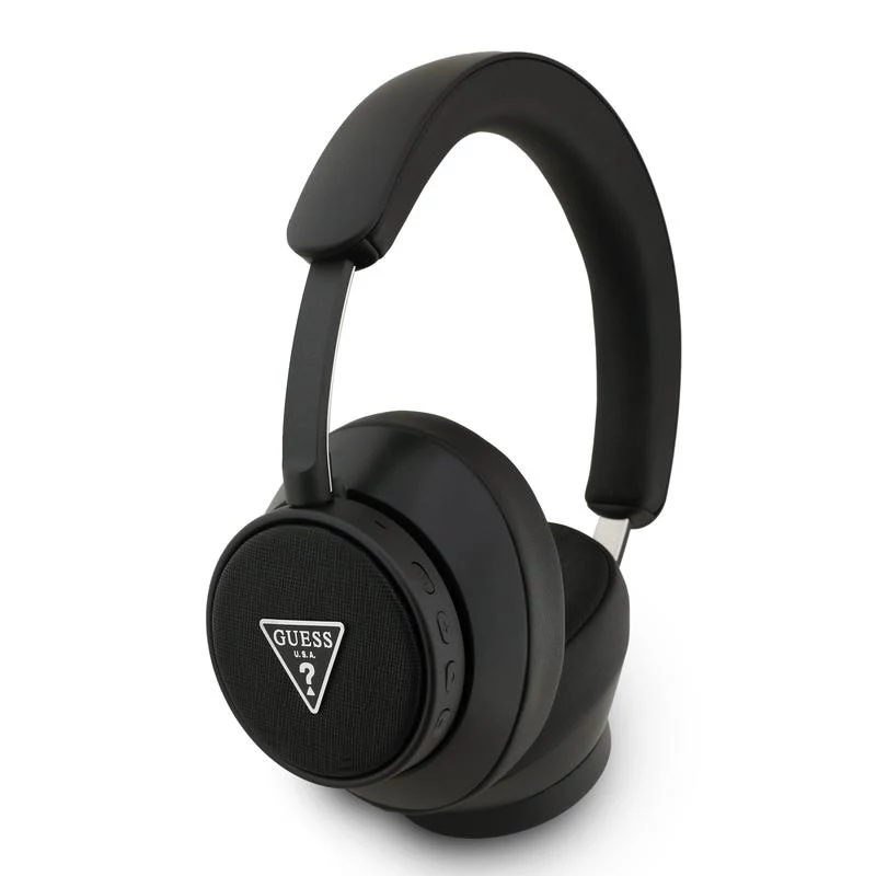 Guess Bluetooth over-ear hoofdtelefoon ENC Saffiano Triangle Logo zwart