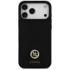 Guess Silicone Logo Strass 4G MagSafe case voor iPhone 17 Pro Max zwart