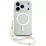 Guess IML Glitter Pearl Strap MagSafe case voor iPhone 17 Pro, transparant