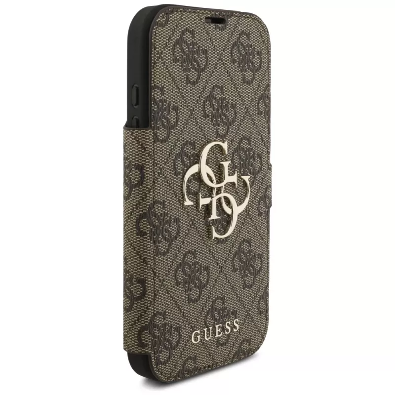 Guess Book 4G Metal Logo case voor Apple iPhone 17 Pro, bruin