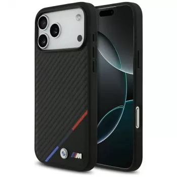 BMW M Carbon Tricolor Line MagSafe case voor iPhone 17 Pro Max zwart