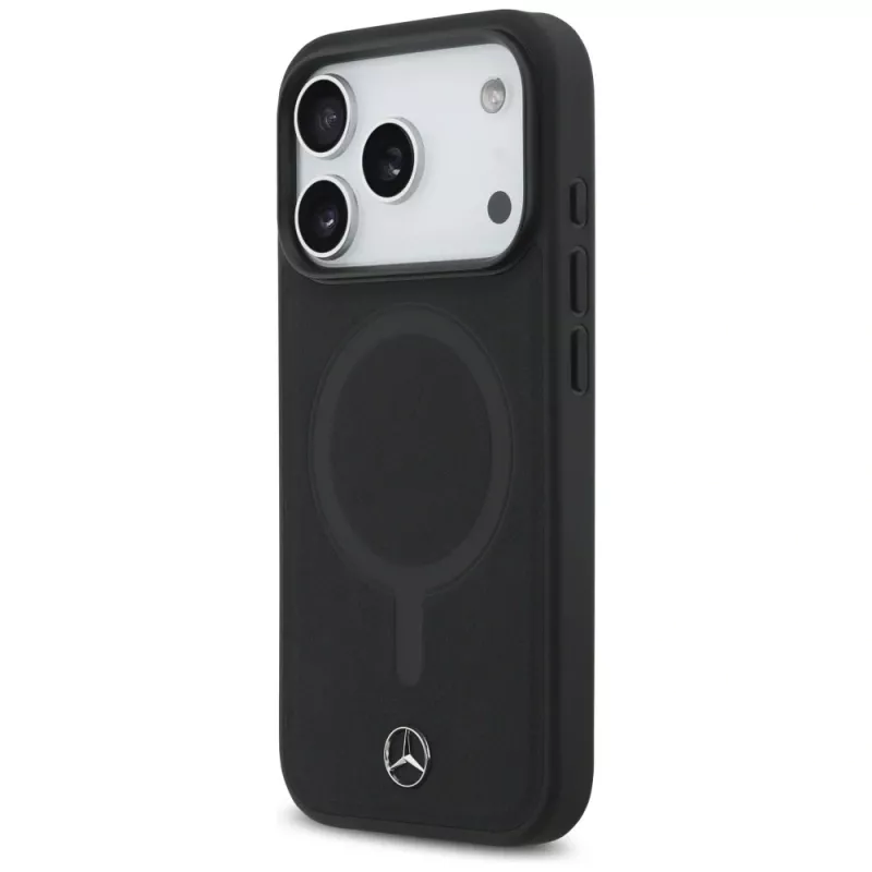 Mercedes Plain Smooth Leather MagSafe case voor iPhone 17 Pro zwart