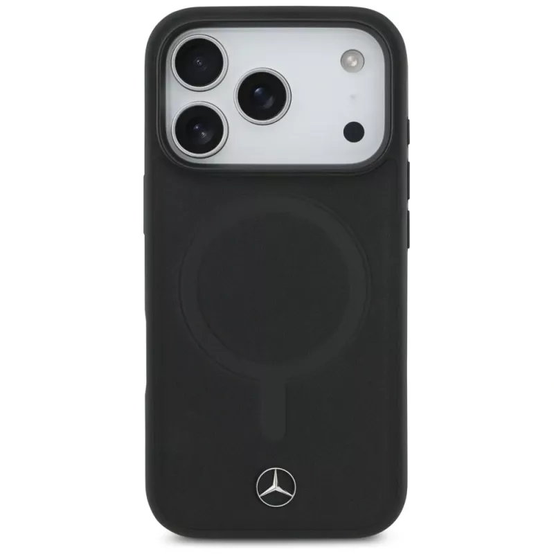 Mercedes Plain Smooth Leather MagSafe case voor iPhone 17 Pro zwart
