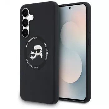Karl Lagerfeld Silicone Karl & Choupette Heads MagSafe case voor Samsung Galaxy S25 FE zwart