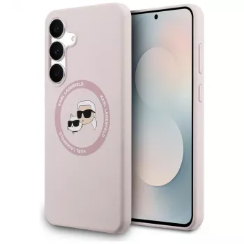KARL LAGERFELD siliconenhoesje Karl & Choupette Heads MagSafe voor Samsung Galaxy S25 FE roze