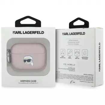 KARL LAGERFELD Monogram Karl Head-hoesje voor AirPods Pro 3, roze
