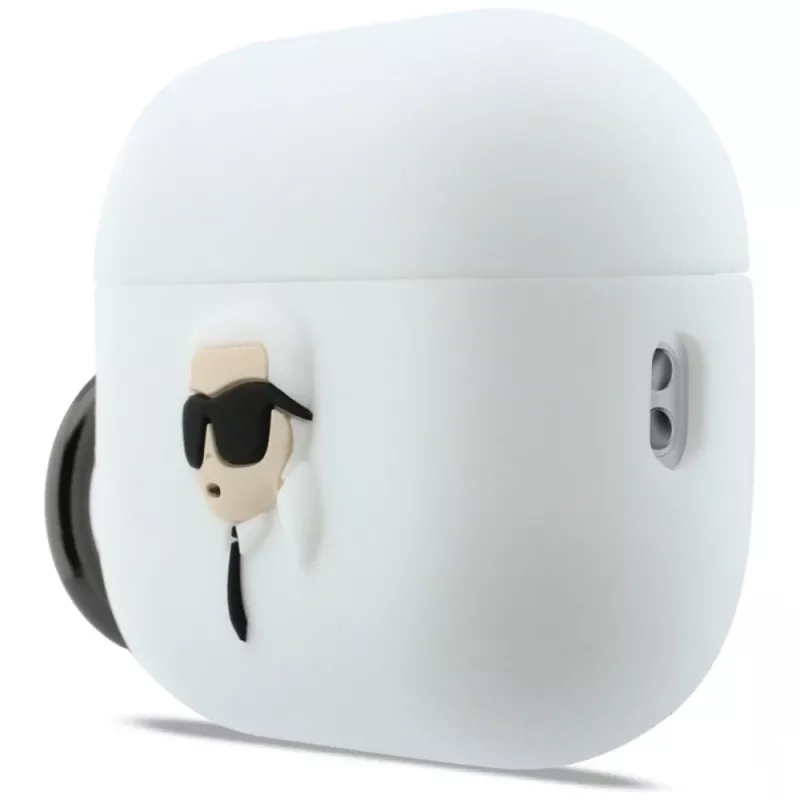 KARL LAGERFELD Silicone Karl Head 3D-hoesje voor AirPods Pro 3, wit