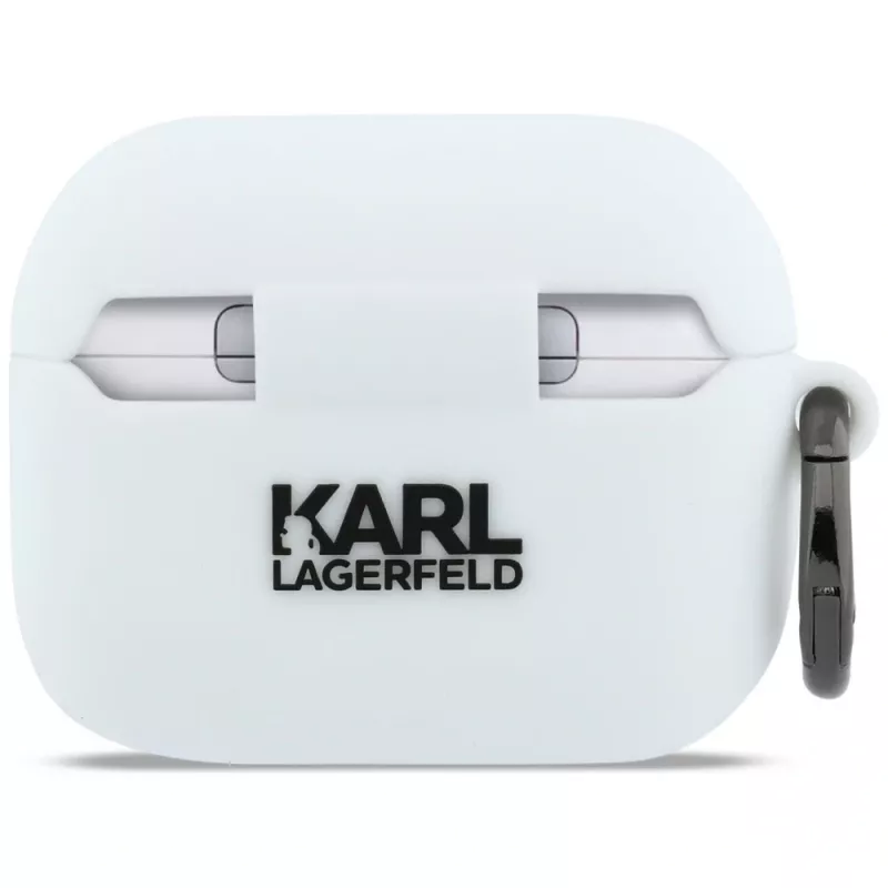 KARL LAGERFELD Silicone Karl Head 3D-hoesje voor AirPods Pro 3, wit
