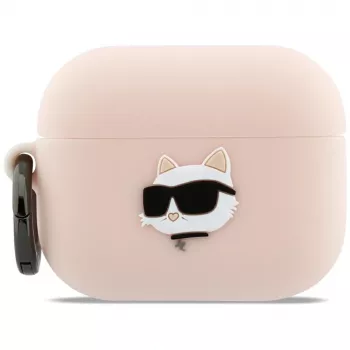 Karl Lagerfeld siliconen Choupette Head 3D-hoesje voor AirPods Pro 3, roze