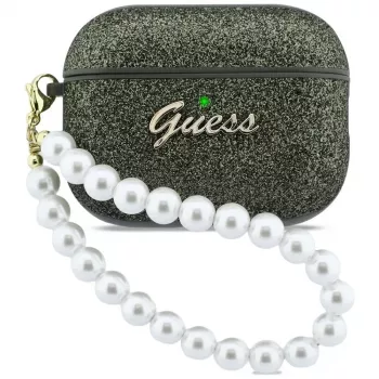 Guess Glitter Pearl Strap-hoesje voor AirPods Pro 3, kaki