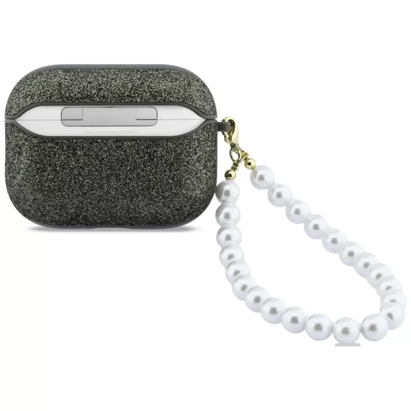 Guess Glitter Pearl Strap-hoesje voor AirPods Pro 3, kaki