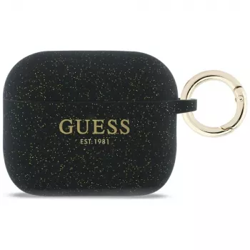 Guess siliconen Glitter Ring-hoesje voor AirPods Pro 3, zwart