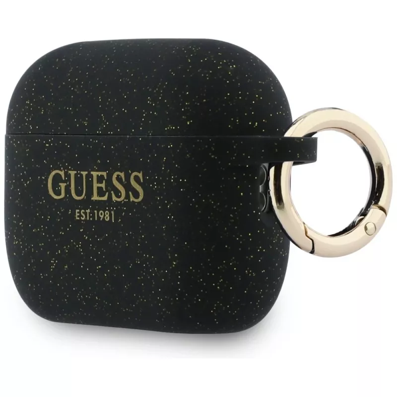 Guess siliconen Glitter Ring-hoesje voor AirPods Pro 3, zwart