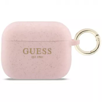 Guess siliconen Glitter Ring-hoesje voor AirPods Pro 3, roze