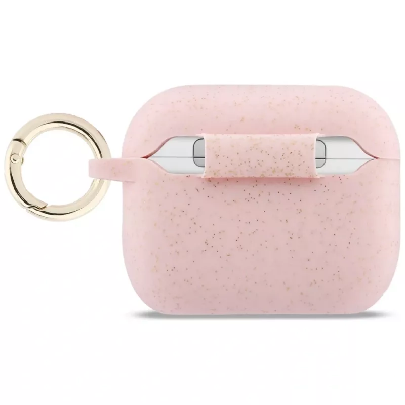 Guess siliconen Glitter Ring-hoesje voor AirPods Pro 3, roze