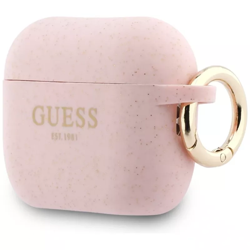 Guess siliconen Glitter Ring-hoesje voor AirPods Pro 3, roze