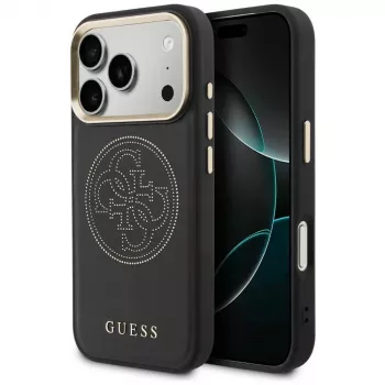 Guess Perforated 4G MagSafe-hoesje voor iPhone 17 Pro, zwart