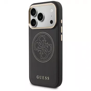 Guess Perforated 4G MagSafe-hoesje voor iPhone 17 Pro, zwart