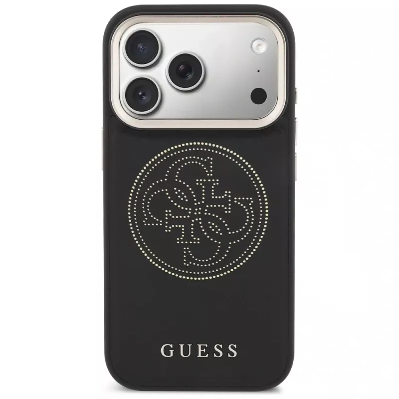 Guess Perforated 4G MagSafe-hoesje voor iPhone 17 Pro, zwart