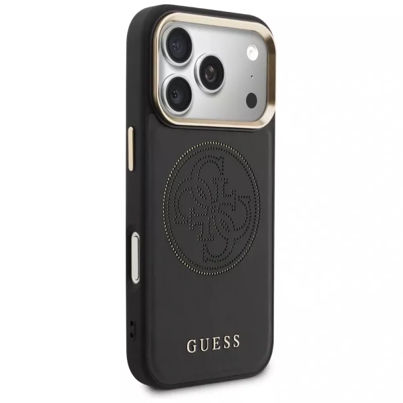 Guess Perforated 4G MagSafe-hoesje voor iPhone 17 Pro Max, zwart