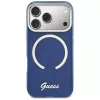 Guess IML Script Metal MagSafe-hoesje voor iPhone 17 Pro, blauw