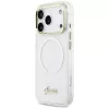 Guess IML Gradient Script Metal MagSafe-hoesje voor iPhone 17 Pro Max, wit