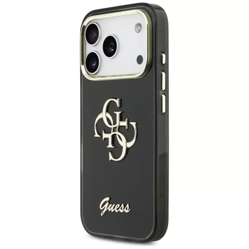 Guess IML 4G Script Metal-hoesje voor Apple iPhone 17 Pro, zwart