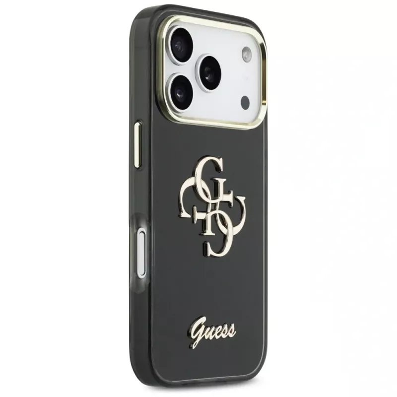 Guess IML 4G Script Metal-hoesje voor Apple iPhone 17 Pro, zwart