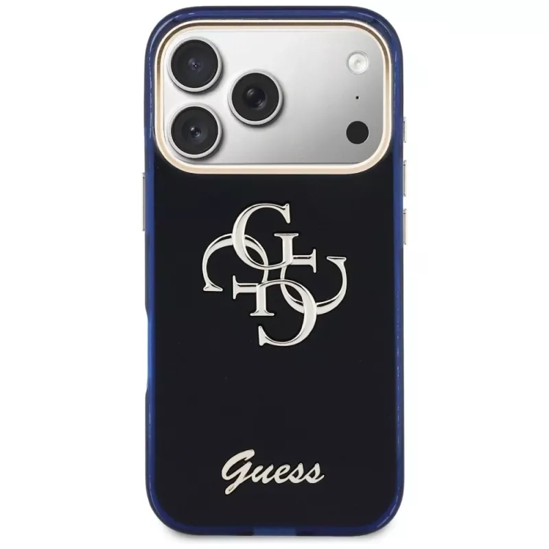 Guess IML 4G Script Metal-hoesje voor Apple iPhone 17 Pro Max - blauw