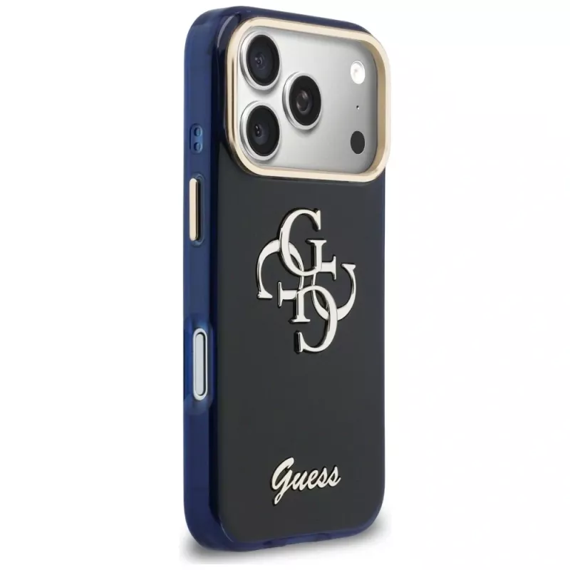 Guess IML 4G Script Metal-hoesje voor Apple iPhone 17 Pro Max - blauw