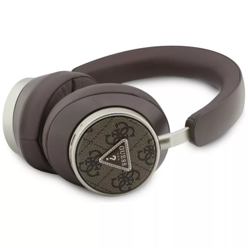 Guess 4G Triangle Logo draadloze Bluetooth 5.4 on-ear hoofdtelefoon met ENC - bruin