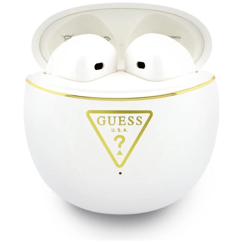 Guess Gold Line Triangle - Bluetooth TWS-hoofdtelefoon met oplaadcase (wit)