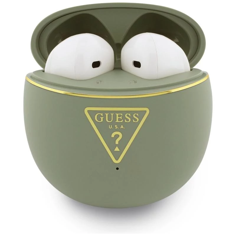 Guess Gold Line Triangle TWS Bluetooth-oordopjes met oplaadcase (khaki)