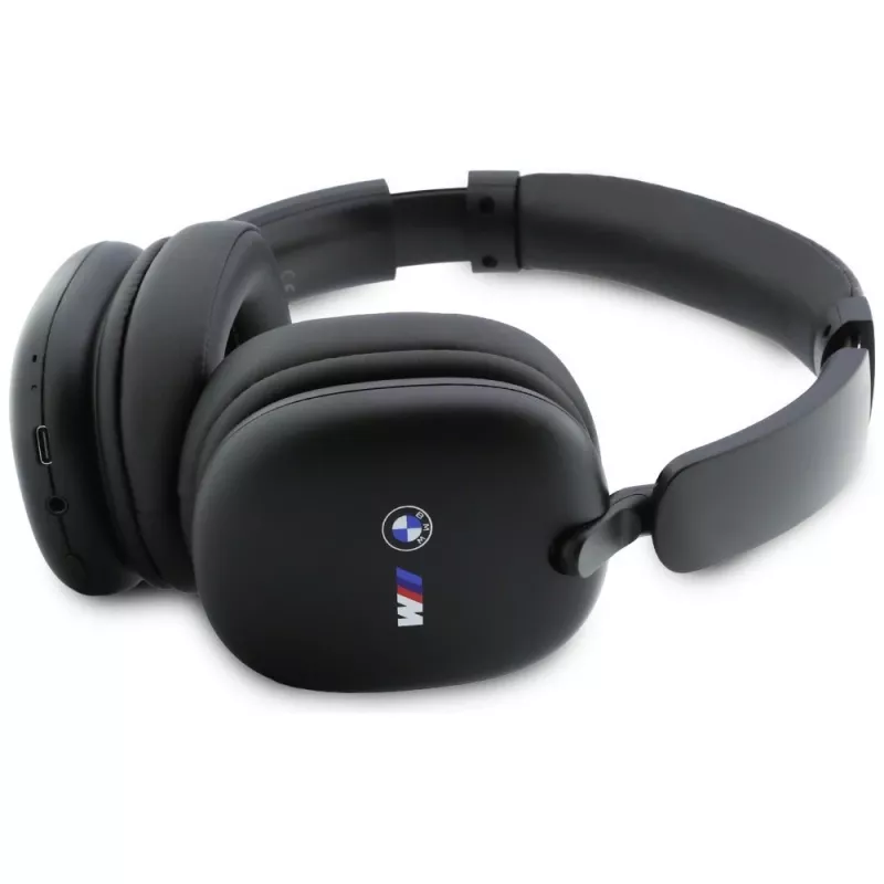 BMW over-ear Bluetooth-hoofdtelefoon met opgedrukte logo's, zwart