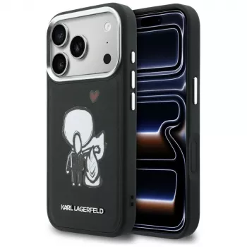KARL LAGERFELD Karl & Choupette Back Logo MagSafe-hoesje voor iPhone 17 Pro, zwart