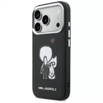 KARL LAGERFELD Karl & Choupette Back Logo MagSafe-hoesje voor iPhone 17 Pro, zwart