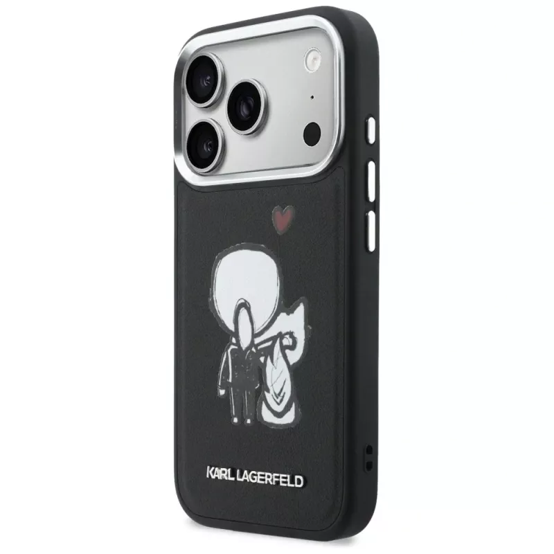 KARL LAGERFELD Karl & Choupette Back Logo MagSafe-hoesje voor iPhone 17 Pro Max, zwart