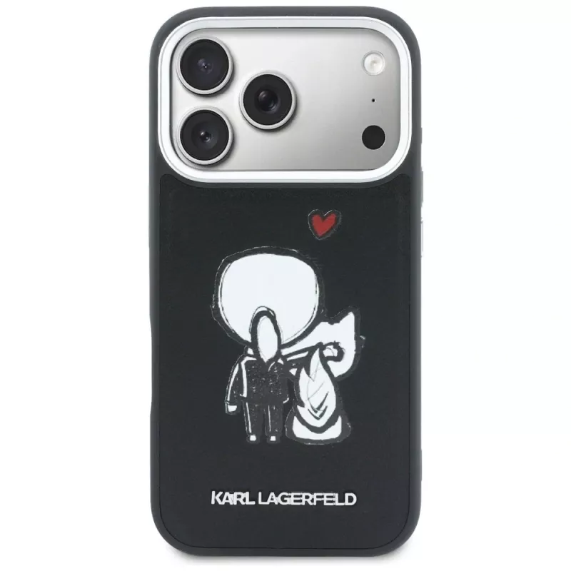 KARL LAGERFELD Karl & Choupette Back Logo MagSafe-hoesje voor iPhone 17 Pro Max, zwart